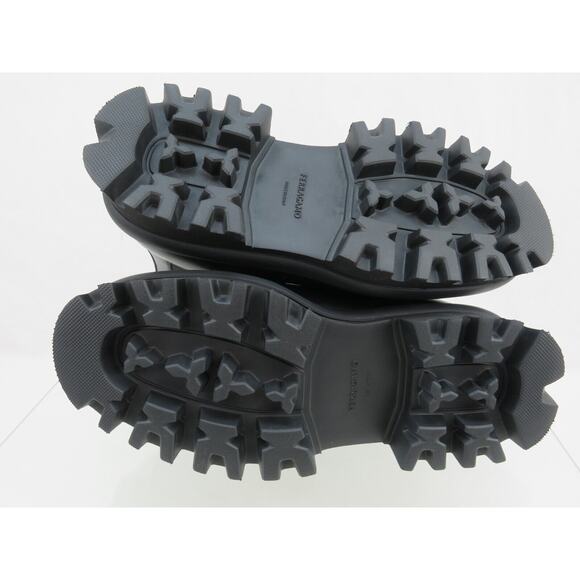 NIB FERRAGAMO FLASH BLACK LEATHER LOGO PLATFORM PULL CHELSEA ANKLE BOOTS 13 M - Picture 11 of 14